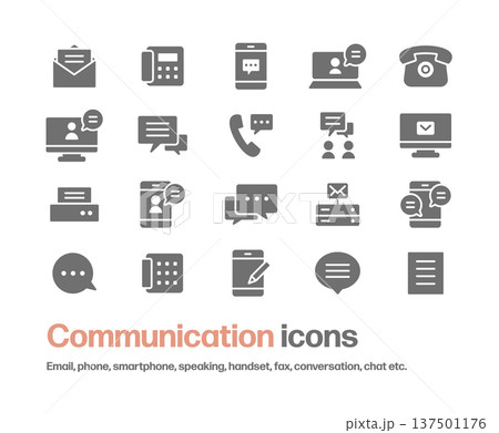 コミュニケーション関連のシルエットアイコンセット 137501176