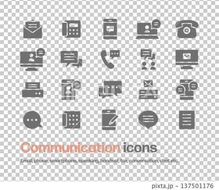 コミュニケーション関連のシルエットアイコンセット 137501176