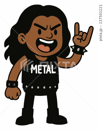 Metalhead Cartoon Character Illustration with Rock Moves 137501221