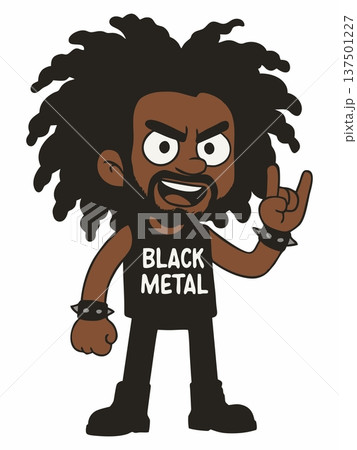 Metalhead Cartoon Character Illustration with Rock Moves 137501227