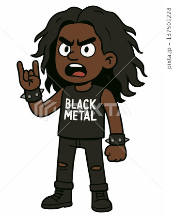 Metalhead Cartoon Character Illustration with Rock Moves 137501228