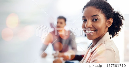 Portrait, business and happy black woman in office, company or corporate workplace bokeh. Face, lawyer and African professional employee, worker or legal attorney smile for career on mockup space Portrait, business and happy black woman in office, company or corporate workplace bokeh. Face, lawyer and African professional employee, worker or legal attorney smile for career on mockup space 137501710