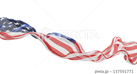 USA or American flag sheer fabric flowing in the wind isolated on white background with copy space 4th of july America Independence day banner 3D render USA or American flag sheer fabric flowing in the wind isolated on white background with copy space 4th of july America Independence day banner 3D render 137501771