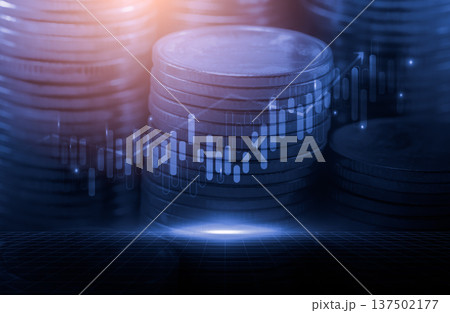 Stock market or forex trading graph and candlestick chart suitable for financial investment concept. Economy trends background for business idea and all art work design. Abstract finance background. Stock market or forex trading graph and candlestick chart suitable for financial investment concept. Economy trends background for business idea and all art work design. Abstract finance background. 137502177