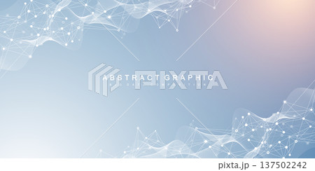 Modern digital technology background design with molecular plexus lines and dots. Futuristic network connection. Abstract mesh, big data technology, ai, science, cyberspace. 137502242