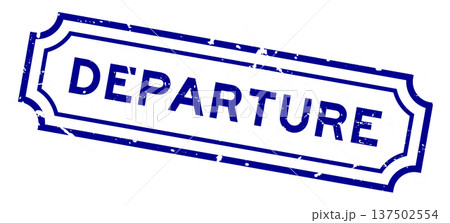 Grunge blue departure word rubber seal stamp on white background 137502554