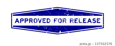 Grunge blue approved for release word hexagon seal stamp on white background Grunge blue approved for release word hexagon seal stamp on white background 137502576