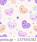 Cute Smiling Hearts Stars Seamless Children Pattern 137503282