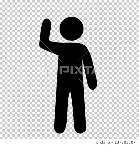 手を挙げる人のピクトグラムアイコン｜挙手・意思表示 137503507
