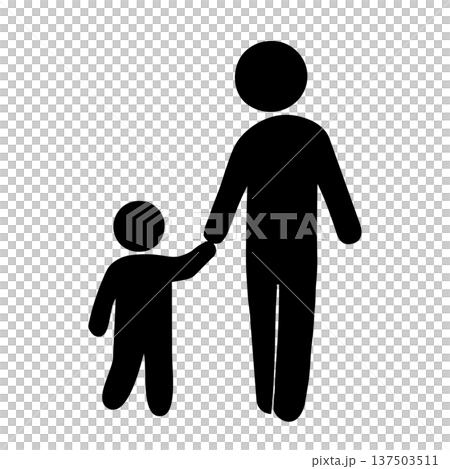 子供と手をつなぐ大人のピクトグラムアイコン|親子・安全・見守り 子供と手をつなぐ大人のピクトグラムアイコン|親子・安全・見守り 137503511