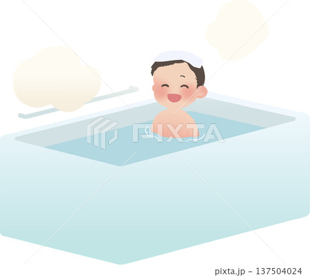 お風呂に入る子供 バスタイムのベクターイラスト 137504024