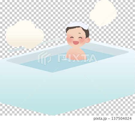 お風呂に入る子供 バスタイムのベクターイラスト 137504024