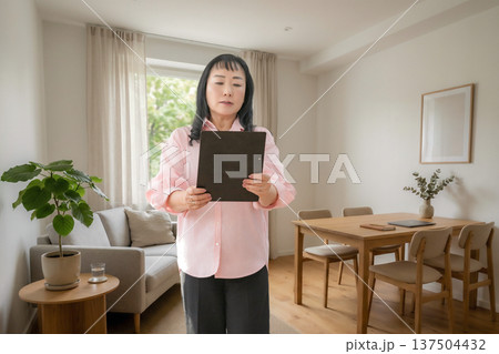 タブレットを確認する女性 タブレットを確認する女性 137504432