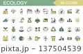 エコロジーに関するラインアイコンセット　カラー 137504539