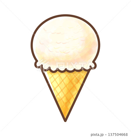 冷たくて甘いソフトクリームの水彩イラスト。背景透過・白バック。夏のデザートやスイーツの紹介に。 冷たくて甘いソフトクリームの水彩イラスト。背景透過・白バック。夏のデザートやスイーツの紹介に。 137504668