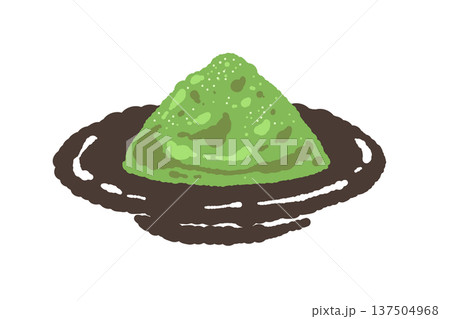 お皿に盛られた抹茶パウダーのイラスト 137504968