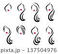 Hair salon set, hairstyling icons with woman face, short haircut and long hair 137504976