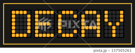 Orange color led banner in word decay on black background Orange color led banner in word decay on black background 137505261
