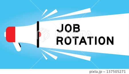 Color megaphone icon with word job rotation in white banner on blue background 137505271