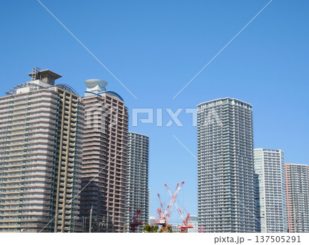 タワーマンションの並ぶ都市風景｜東雲 137505291