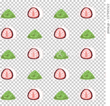 苺大福と抹茶パウダー（山盛り）の紅白緑パターン 137505322