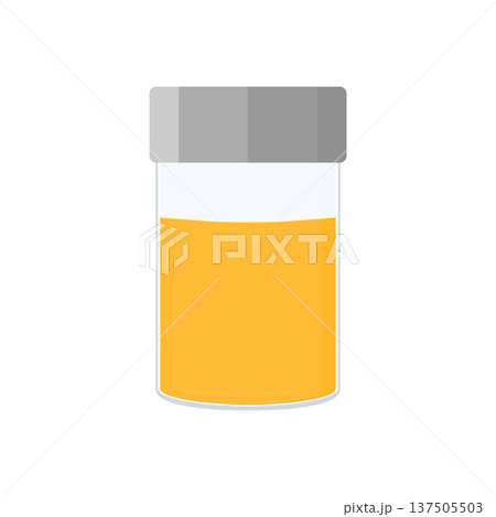 Disposable urine specimen cup for rapid pH, ketone, dehydration testing. Vector illustration. 137505503