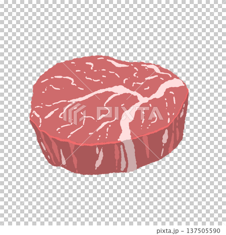 Thick-cut Wagyu beef steak (fillet/rump) raw meat illustration Thick-cut Wagyu beef steak (fillet/rump) raw meat illustration 137505590