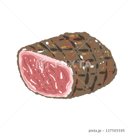 表面を焼いたローストビーフ(塊肉)のイラスト 表面を焼いたローストビーフ(塊肉)のイラスト 137505595