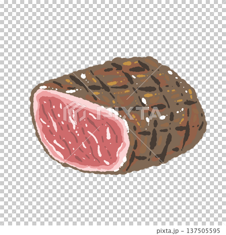 表面を焼いたローストビーフ(塊肉)のイラスト 表面を焼いたローストビーフ(塊肉)のイラスト 137505595