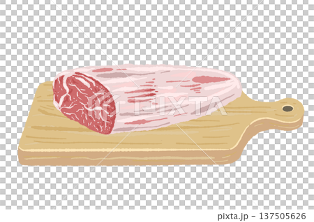 和牛ブロック肉とカッティングボードの盛り付けイラスト 和牛ブロック肉とカッティングボードの盛り付けイラスト 137505626