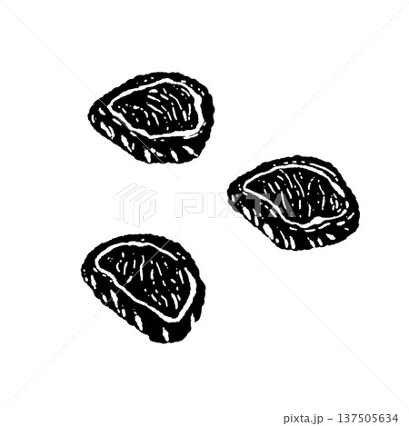 スライスされた和牛ブロック肉(モノクロ) スライスされた和牛ブロック肉(モノクロ) 137505634