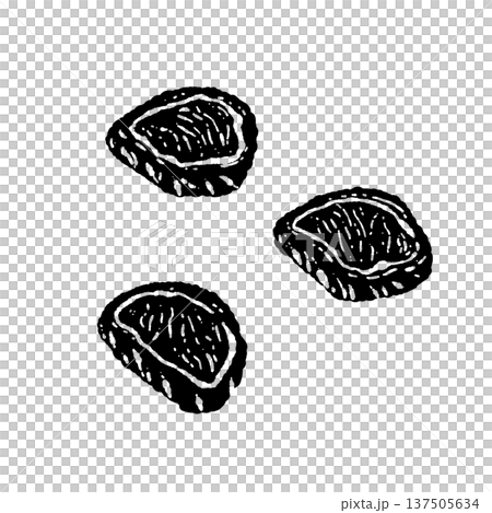 スライスされた和牛ブロック肉(モノクロ) スライスされた和牛ブロック肉(モノクロ) 137505634