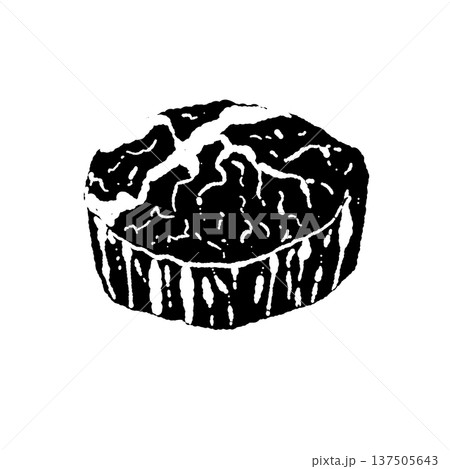 霜降りの厚切り和牛ステーキ生肉（モノクロ） 137505643