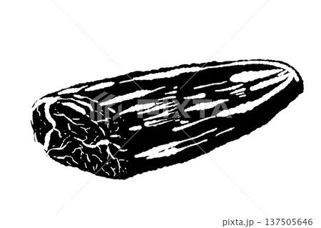 和牛の細長いブロック肉（モノクロ） 137505646