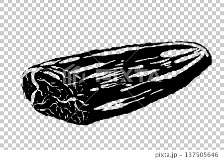 和牛の細長いブロック肉（モノクロ） 137505646