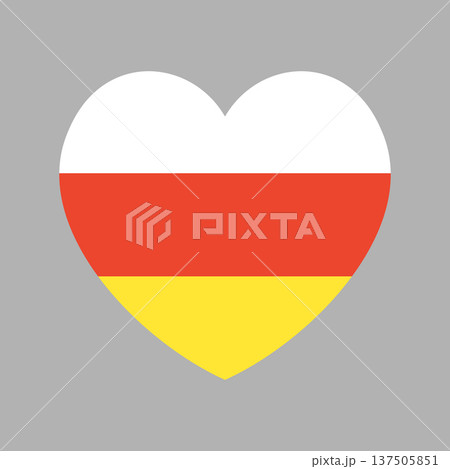 South Ossetia flag icon in heart shape. Flag of South Ossetia heart shaped button. Flag badge, sticker. 137505851