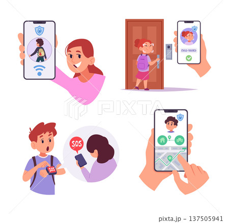 Security system for kids. Smart technologies for kids safety exact vector parental control 137505941
