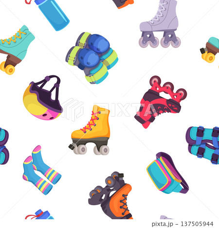 Roller pattern. seamless background with roller skates. vector template 137505944