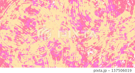ピンクと黄色のブラシストローク抽象背景 手描きペイントのアートテクスチャ素材 137506019