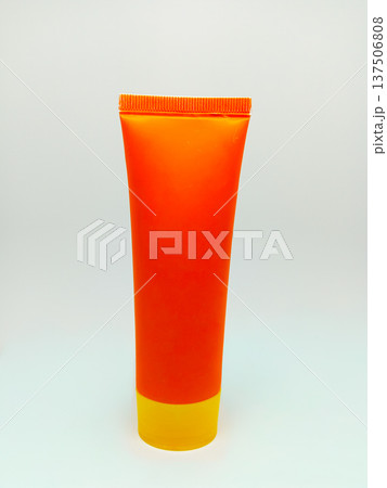 Orange plastic tube for cream, gel, lotion, shampoo, shower gel, beauty products 137506808