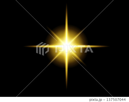 Abstract golden light burst with rising sun rays in radiant glow on white transparent background. Star blast, sun flare effect. Glowing beams, optical graphic overlay design element. Explosion, space 137507044