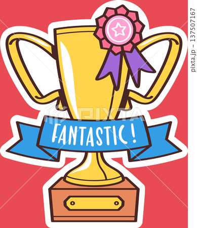 Golden goblet with greeting ribbon Golden goblet with greeting ribbon 137507167