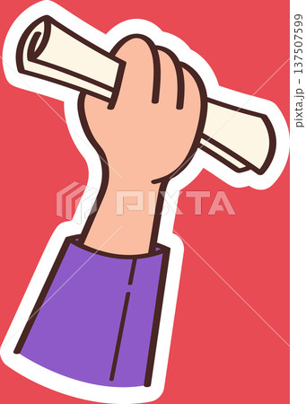 Graduate student hand holding diploma Graduate student hand holding diploma 137507599