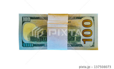 Stacks of US dollar bills isolated on on a white background. High quality photo Stacks of US dollar bills isolated on on a white background. High quality photo 137508073