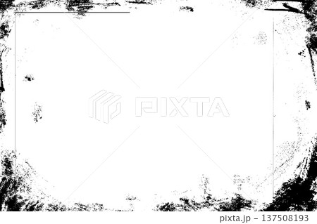 Border dust grunge frame with imperfection and photo vignette distress. Rustic border movie overlay with dark gritty texture for film. Vector worn cinema screen in retro vintage and noir print 137508193