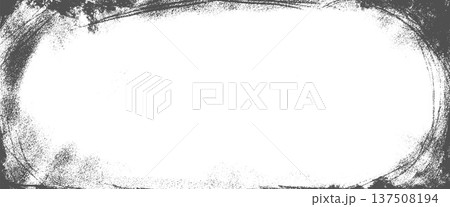 Frame grain dust grunge with imperfection and vignette distress. Soft rustic frame overlay with ink grainy border and worn dark texture. Vector aged film screen for retro noir and vintage cinema photo 137508194