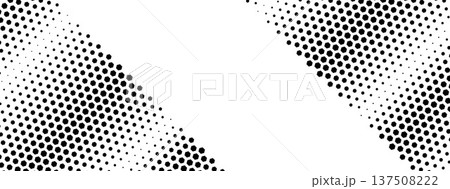 Fiber honeycomb diagonal halftone with carbon hexagon on white for sporty dynamic design. Two hex clusters frame the corners with scattered nano dots. Abstract honeycomb vector for futuristic print 137508222