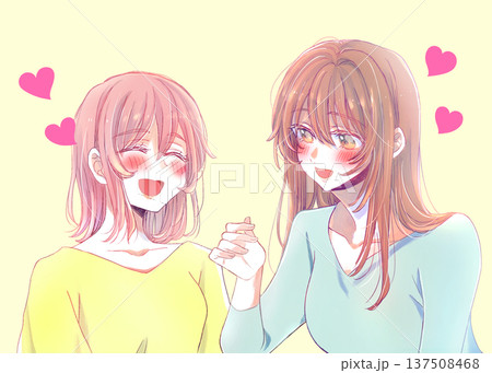 笑い合う女性2人　ハート 137508468