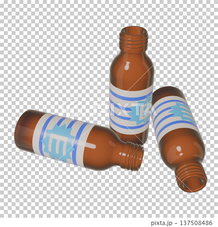 Illustration material of quasi-drugs: Three empty bottles of nutritional drink (1_1) 137508486