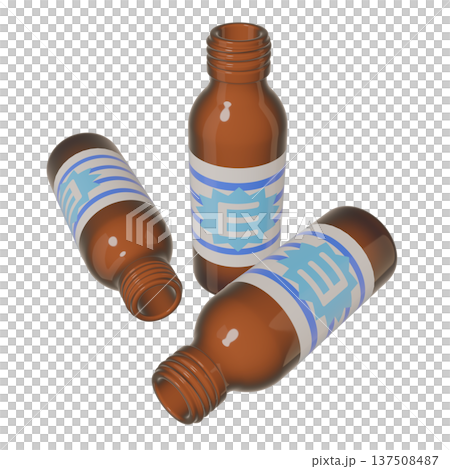 Illustration material of quasi-drugs: Three empty bottles of nutritional drink (1_2) 137508487